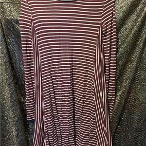 Old Navy Maroon Striped Long Sleeve Dress